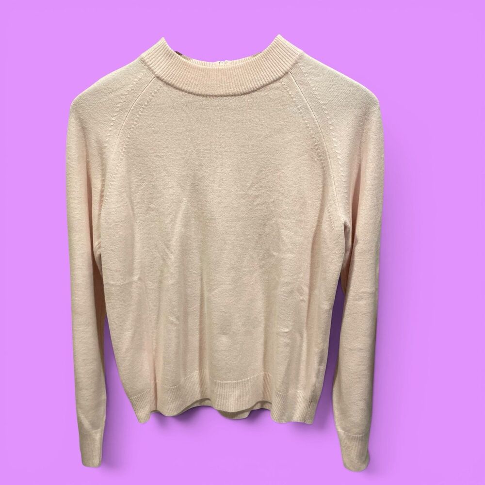 Cute pink blush soft back zipper mock neck sweater Mercer Street Studio coastal